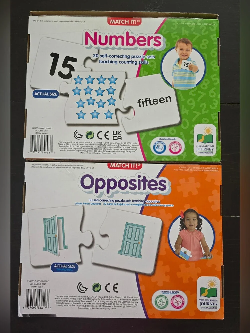 Match It Learning Numbers & Opposites Self Correcting Puzzle Set Learning Fun